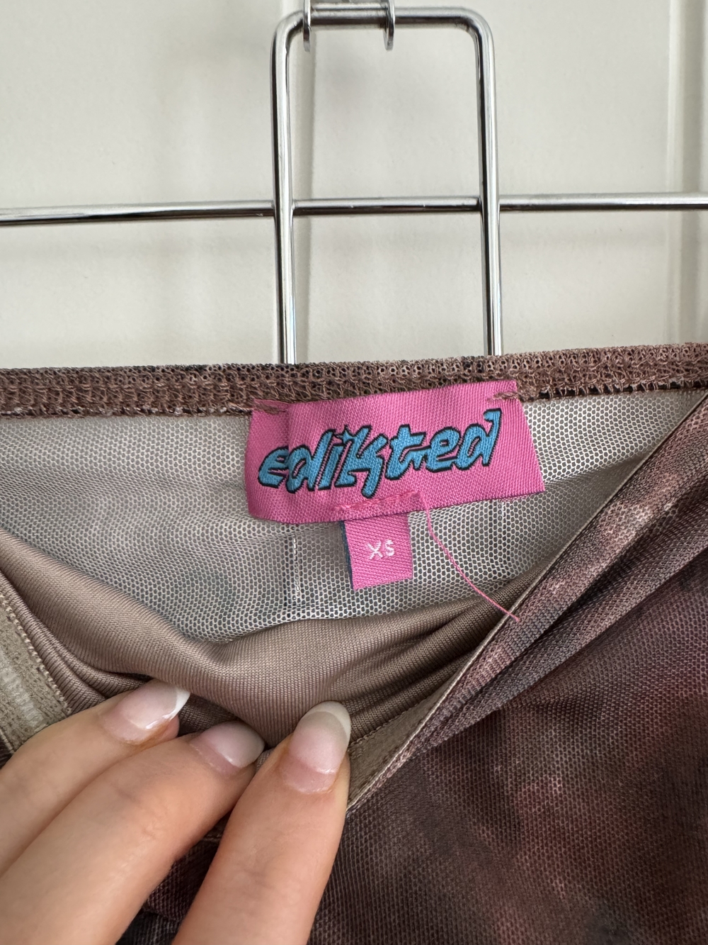 Edikted Sheer Ruched Asymmetrical Shirt in Mauve Brown - Picture 2 of 2